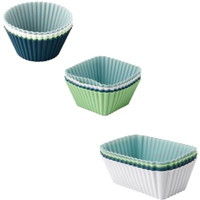 Gaomumu 12PCS Silicone Muffin Cups, Reusable Non-Stick Baking Moulds, Food Grade Eco-Friendly Cake Cups, Pastry Cake Mold, Suitable for DIY Baking, Bread, Puddings, Custard and Daily Use(Green) Gaomumu 12PCS Silicone Muffin Cups, Reusable Non-Stick Baking Moulds, Food Grade Eco-Friendly Cake Cups, Pastry Cake Mold, Suitable for DIY Baking, Bread, Puddings, Custard and Daily Use(Green)
