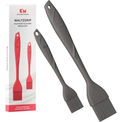 Kitchen Mama WALTZGRIP Platinum Silicone Basting Pastry Brush, Metal Grey Set of 2 Heat-Resistant Basting Brushes for Cooking, Baking, Grilling, BBQ, Dishwasher-Safe Kitchen Mama WALTZGRIP Platinum Silicone Basting Pastry Brush, Metal Grey Set of 2 Heat-Resistant Basting Brushes for Cooking, Baking, Grilling, BBQ, Dishwasher-Safe