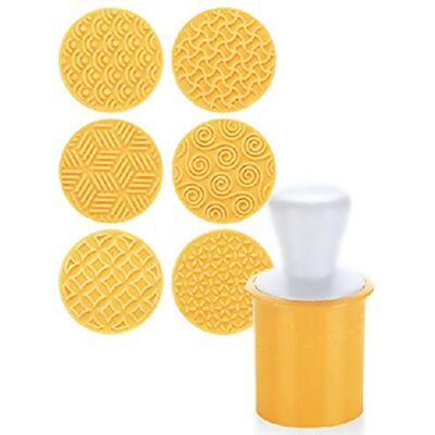PLCPDM Cookie Stamp Hand Press Cutter, Yellow Hand Press Cutter for Homemade Cookie Decorations with Chocolate Fondant Cake Embosser PLCPDM Cookie Stamp Hand Press Cutter, Yellow Hand Press Cutter for Homemade Cookie Decorations with Chocolate Fondant Cake Embosser