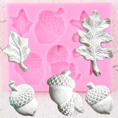 JIAPAILAIYUN Silicone Resin Molds,9.7x8.2cm Pine Cone Nut Silicone Mold Acorn Leaf Fondant Cake Decorating Tools Cupcake Candy Polymer Clay Chocolate Mould JIAPAILAIYUN Silicone Resin Molds,9.7x8.2cm Pine Cone Nut Silicone Mold Acorn Leaf Fondant Cake Decorating Tools Cupcake Candy Polymer Clay Chocolate Mould