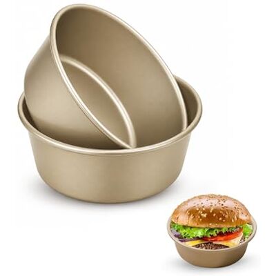 Gurlideo 2Pcs Air Fryer Egg Moulds, 4.5 Inch Round Carbon Steel Baking Tins, Gold Non-Stick Mini Cake Mould For Fried Eggs, Burger Buns, English Muffins,Tarts & Breakfast Sandwiches Gurlideo 2Pcs Air Fryer Egg Moulds, 4.5 Inch Round Carbon Steel Baking Tins, Gold Non-Stick Mini Cake Mould For Fried Eggs, Burger Buns, English Muffins,Tarts & Breakfast Sandwiches