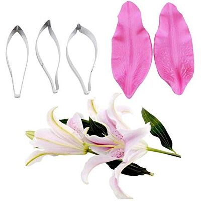VALINK Lily Petal Leaf Veiner Cutter Silicone Molds Stainless Steel Fondant Cutter Set, Cake Decorating Toosl Cookie Cutter Baking Mould,Bakeware Sugarcract Chocolate Gumpaste Molds VALINK Lily Petal Leaf Veiner Cutter Silicone Molds Stainless Steel Fondant Cutter Set, Cake Decorating Toosl Cookie Cutter Baking Mould,Bakeware Sugarcract Chocolate Gumpaste Molds