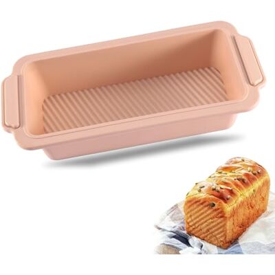 Techchii Silicone Loaf Tin, 28x12x6.5cm Bread Tins Rectangle Moulds BPA-free Silicone Baking Trays, Non-stick and Quick Demoulding (Pink) Techchii Silicone Loaf Tin, 28x12x6.5cm Bread Tins Rectangle Moulds BPA-free Silicone Baking Trays, Non-stick and Quick Demoulding (Pink)