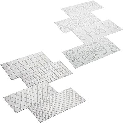 Tiardey 8 Pieces Texture Mat Grid Transparent Fondant Impression Mat Cake Border Decorating Tool Cake Mold Cake Mould Bakeware Baking Tools Tiardey 8 Pieces Texture Mat Grid Transparent Fondant Impression Mat Cake Border Decorating Tool Cake Mold Cake Mould Bakeware Baking Tools