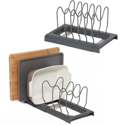 simplywire Expandable Baking Tray Rack Pack of 2 Grey Pan Lid Rack Chopping Board Storage Kitchen Cupboard Organiser ABS Plastic simplywire Expandable Baking Tray Rack Pack of 2 Grey Pan Lid Rack Chopping Board Storage Kitchen Cupboard Organiser ABS Plastic