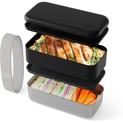 monbento – Sense Original Black Onyx Stackable Lunch Box – 1.2 L Metal/Plastic Bento Box – Microwave & Oven Safe Stainless Steel Food Containers – Leakproof & BPA-Free – Ideal for Meal Prep/Office monbento – Sense Original Black Onyx Stackable Lunch Box – 1.2 L Metal/Plastic Bento Box – Microwave & Oven Safe Stainless Steel Food Containers – Leakproof & BPA-Free – Ideal for Meal Prep/Office