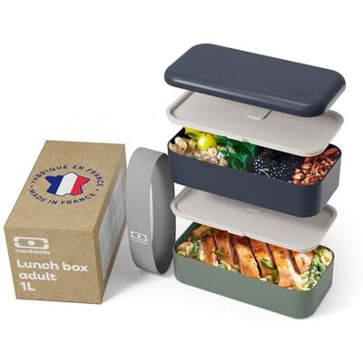 monbento Bento Box Adult Original Blue/Green Made in France 2 Leakproof Compartments Stackable Lunch Box Perfect for Work/Picnic/Sports BPA Free Food Containers Blue and Green monbento Bento Box Adult Original Blue/Green Made in France 2 Leakproof Compartments Stackable Lunch Box Perfect for Work/Picnic/Sports BPA Free Food Containers Blue and Green