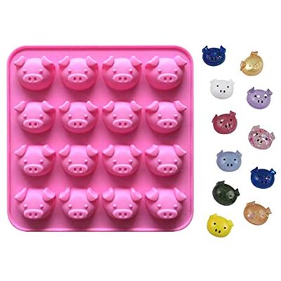 TAORANJU Silicone Chocolate Mould, 16-Cavity Cartoon Pig Face Silicone Mould for Cake, Jelly, Ice Cube, Chocolate, Candy, Soap TAORANJU Silicone Chocolate Mould, 16-Cavity Cartoon Pig Face Silicone Mould for Cake, Jelly, Ice Cube, Chocolate, Candy, Soap