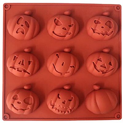 PVCFJYH 9 Cells Non-Stick Dessert, Pumpkin Shape, Cake Baking Silicone Bakeware for Chocolate and Fondant for Dessert, Cake Decoration, Molds PVCFJYH 9 Cells Non-Stick Dessert, Pumpkin Shape, Cake Baking Silicone Bakeware for Chocolate and Fondant for Dessert, Cake Decoration, Molds