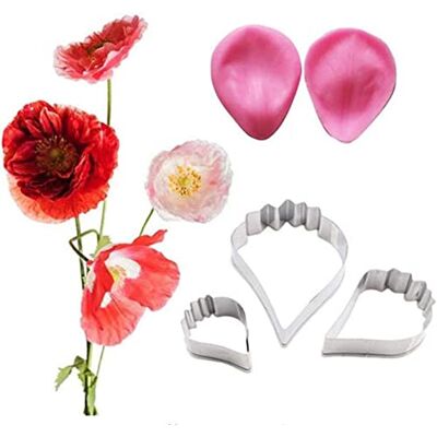Generic 5Pcs Poppy Flower Silicone Veining Mold Petal Sugar Making Mould Stainless Steel Cookie Cutter Fondant Soap Chocolate Cupcake Candy Clay Craft Baking Mould Bakeware Set Kitchen Decoration Generic 5Pcs Poppy Flower Silicone Veining Mold Petal Sugar Making Mould Stainless Steel Cookie Cutter Fondant Soap Chocolate Cupcake Candy Clay Craft Baking Mould Bakeware Set Kitchen Decoration