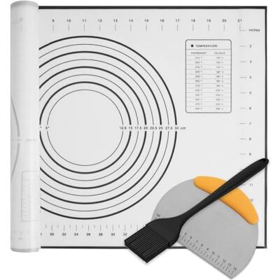 LINMAGCO Silicone Pastry Baking Mat with Measurements Extra a Brush and Stainless Steel Scraper Dough Cutter, Baking Supplies Set for Bread, Cookies, Pizza, Fondant...19.7''X15.7'' Pastry Mat for Rolling Dough LINMAGCO Silicone Pastry Baking Mat with Measurements Extra a Brush and Stainless Steel Scraper Dough Cutter, Baking Supplies Set for Bread, Cookies, Pizza, Fondant...19.7''X15.7'' Pastry Mat for Rolling Dough