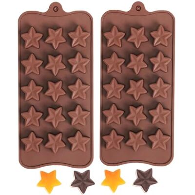 VELOKOVA Star Silicone Chocolate Mould 2PCS 15-Cavity Non Stick Food Grade Mould for Homemade Chocolates, Wax Melts, Soap & Candy Reusable Baking Moulds for Cake Toppers, Ice Cubes & Fondant VELOKOVA Star Silicone Chocolate Mould 2PCS 15-Cavity Non Stick Food Grade Mould for Homemade Chocolates, Wax Melts, Soap & Candy Reusable Baking Moulds for Cake Toppers, Ice Cubes & Fondant
