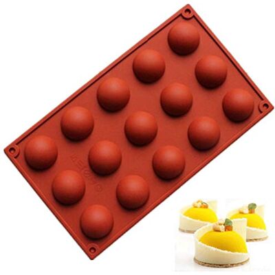 MKNZOME Silicone Mould Semi-Sphere, 15 Holes Half Round Dome Silicone Chocolate Moulds Cake Baking Mold Bakeware Mould Tray for Chocolate Cake Soap Jelly Pudding Candy Ice Cream Bombes MKNZOME Silicone Mould Semi-Sphere, 15 Holes Half Round Dome Silicone Chocolate Moulds Cake Baking Mold Bakeware Mould Tray for Chocolate Cake Soap Jelly Pudding Candy Ice Cream Bombes