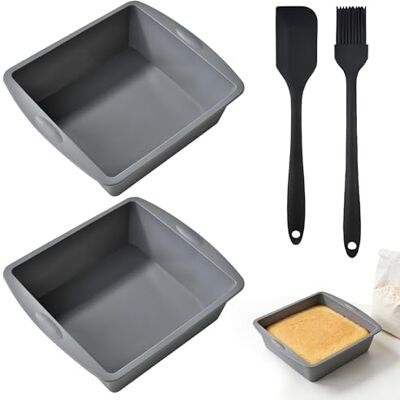 LYSPBAO 2 PCS Square Silicone Cakes Moulds, Non-Stick Silicone Baking Trays, 19.5×17.5 CM Easy-Release Cake Tin for Cheesecake, Brownie, Cake, Bread, Chocolate Pie (Red) LYSPBAO 2 PCS Square Silicone Cakes Moulds, Non-Stick Silicone Baking Trays, 19.5×17.5 CM Easy-Release Cake Tin for Cheesecake, Brownie, Cake, Bread, Chocolate Pie (Red)