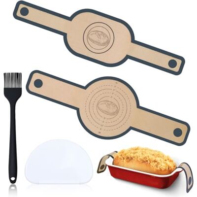 FORETOGO 2 Pcs Silicone Bread Sling for Dutch Oven,Bread Baking Mat with Long Handles Reusable,Non-Stick Bread Placing Liner,Bread Sling with Dough Scraper and Silicone Brush,Baking Supplies FORETOGO 2 Pcs Silicone Bread Sling for Dutch Oven,Bread Baking Mat with Long Handles Reusable,Non-Stick Bread Placing Liner,Bread Sling with Dough Scraper and Silicone Brush,Baking Supplies