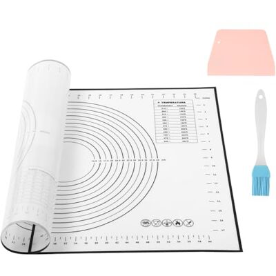 Vicloon Silicone Baking Mat, Extra Large with Measurements 70 × 50 cm Pastry Mat, Non-Stick Rolling Kneading Mats with Dough Scraper and Brush for Pastry, Bread, Pizza, Fondant, Cake(Black) Vicloon Silicone Baking Mat, Extra Large with Measurements 70 × 50 cm Pastry Mat, Non-Stick Rolling Kneading Mats with Dough Scraper and Brush for Pastry, Bread, Pizza, Fondant, Cake(Black)