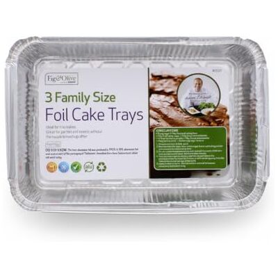 Fig & Olive Exclusive to Rysons Fig & Olive Foil Cake Trays Set of 3 Large Family Size Aluminium Baking Tins Disposable Oven Safe Roasting Pans for Bakes, Cooking, Parties & Food Storage Fig & Olive Exclusive to Rysons Fig & Olive Foil Cake Trays Set of 3 Large Family Size Aluminium Baking Tins Disposable Oven Safe Roasting Pans for Bakes, Cooking, Parties & Food Storage