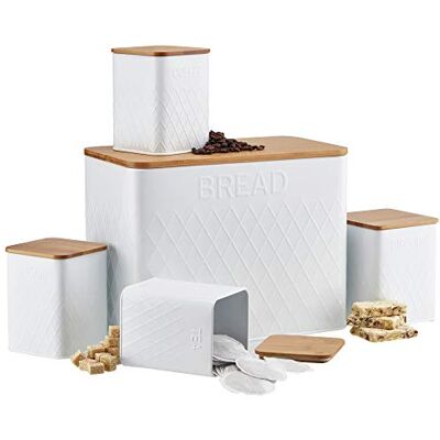 Cooks Professional - 5-Piece Kitchen Set - Bamboo Lids - White Cooks Professional - 5-Piece Kitchen Set - Bamboo Lids - White