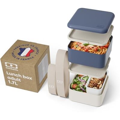monbento Large Bento Box MB Square Natural with Compartments Made in France Leakproof Lunch Box for Work/School and Meal Prep BPA Free Food Grade Safe Blue monbento Large Bento Box MB Square Natural with Compartments Made in France Leakproof Lunch Box for Work/School and Meal Prep BPA Free Food Grade Safe Blue