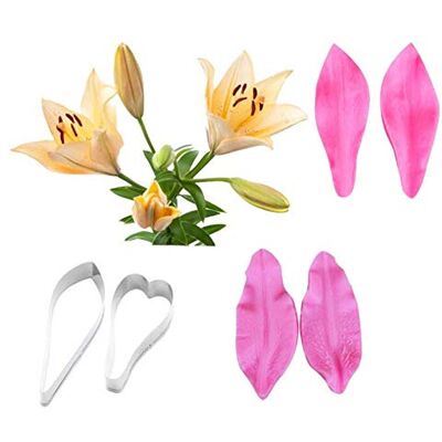VALINK Lily Petal Leaf Veiner Cutter Silicone Molds Stainless Steel Fondant Cutter Set, Cake Decorating Toosl Cookie Cutter Baking Mould,Bakeware Sugarcract Chocolate Gumpaste Molds VALINK Lily Petal Leaf Veiner Cutter Silicone Molds Stainless Steel Fondant Cutter Set, Cake Decorating Toosl Cookie Cutter Baking Mould,Bakeware Sugarcract Chocolate Gumpaste Molds
