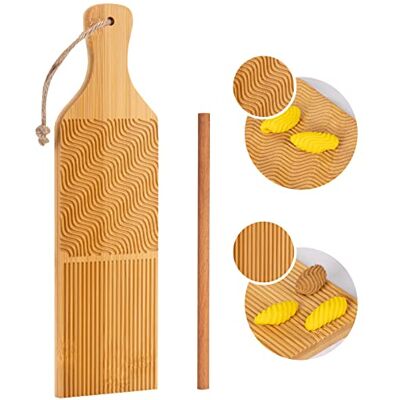 Maveite Bamboo Gnocchi Board with Pasta Maker & Garganelli Stick Maveite Bamboo Gnocchi Board with Pasta Maker & Garganelli Stick