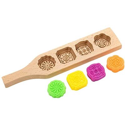 ITODA Wooden Mooncake Mold DIY 4 Flower Shapes Handmade Pastry Mold Festival Mould Press Molds Biscuit Cookie Cake Molds Pumpkin Pie Green Bean Mould for Home Kitchen Cake Shop Dessert Shop ITODA Wooden Mooncake Mold DIY 4 Flower Shapes Handmade Pastry Mold Festival Mould Press Molds Biscuit Cookie Cake Molds Pumpkin Pie Green Bean Mould for Home Kitchen Cake Shop Dessert Shop