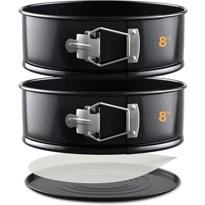 BakeValley 8 Inch Cake Tin Set– 7cm Deep Springform Cake Tins for Baking Layered Wedding Birthday– Bonus Precut Parchment Papers– Ultimate Baking XP with Round, Non-Stick & Leak-Proof Baking Tins BakeValley 8 Inch Cake Tin Set– 7cm Deep Springform Cake Tins for Baking Layered Wedding Birthday– Bonus Precut Parchment Papers– Ultimate Baking XP with Round, Non-Stick & Leak-Proof Baking Tins