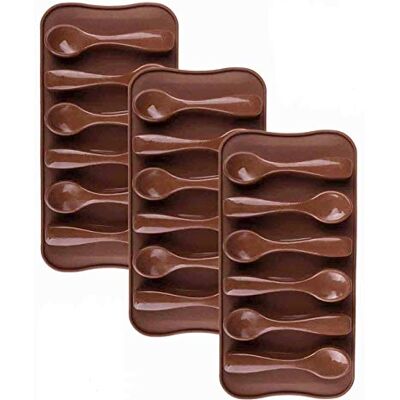 BREEZO 3PCS Silicone Chocolate Moulds, 6-Cavity Spoon Shaped Chocolate Molds Nonstick Reusable DIY Baking Moulds for Candy Fondant Jelly Chocolate and Bread BREEZO 3PCS Silicone Chocolate Moulds, 6-Cavity Spoon Shaped Chocolate Molds Nonstick Reusable DIY Baking Moulds for Candy Fondant Jelly Chocolate and Bread