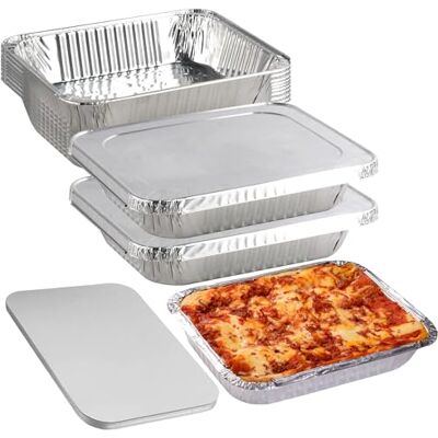 CHEF ROYALE Medium Gastroes Foil Pans with Aluminum Lids (Pack of 25) Heavy Duty Disposable Baking Trays for Catering, Food Storage & Meal Prep (25) CHEF ROYALE Medium Gastroes Foil Pans with Aluminum Lids (Pack of 25) Heavy Duty Disposable Baking Trays for Catering, Food Storage & Meal Prep (25)
