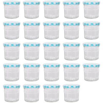 Argon 24x130ml Jam Jars - Pack 24 - Blue lid design - Glassware Argon 24x130ml Jam Jars - Pack 24 - Blue lid design - Glassware