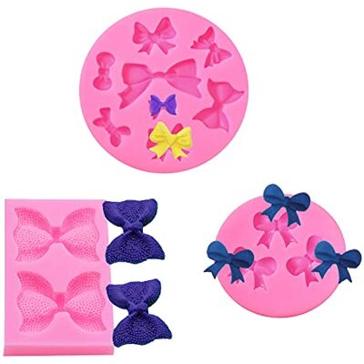 YuZhou 3 Pieces Fondant Bow Mould, Silicone Moulds Bow Wax Melt Mould Chocolate Candy Molds Decorative Bowknot Moulds Sweet Resin Ribbon Bow Tie Silicone Mold for Cake Decorating Baking Soap Sugar YuZhou 3 Pieces Fondant Bow Mould, Silicone Moulds Bow Wax Melt Mould Chocolate Candy Molds Decorative Bowknot Moulds Sweet Resin Ribbon Bow Tie Silicone Mold for Cake Decorating Baking Soap Sugar