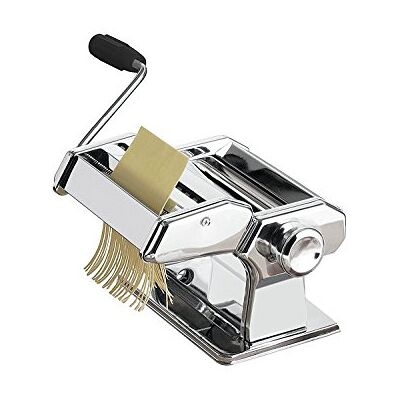 Premier Housewares Pasta Making Machine Manual Handle Roller Chrome,Cutter Steel Pasta Making Kit H15x W21 x D20,Silver Premier Housewares Pasta Making Machine Manual Handle Roller Chrome,Cutter Steel Pasta Making Kit H15x W21 x D20,Silver