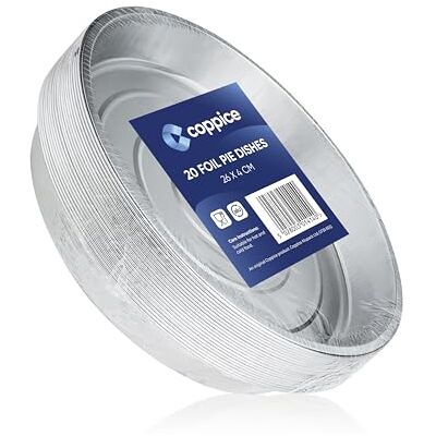 Coppice Strong Round Aluminium Foil Pie Dish for Baking, Serving & Food Storage 26cm x 4cm Freezer, Microwave, Air Fryer & Oven Safe (20) Coppice Strong Round Aluminium Foil Pie Dish for Baking, Serving & Food Storage 26cm x 4cm Freezer, Microwave, Air Fryer & Oven Safe (20)