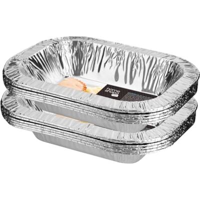 homeshopa.com HOMESHOPA Oblong Aluminium Foil Pie Dish, 12 Pack Disposable Rolled Edge Trays, Durable Air Fryer Cooking Baking Tin, Fruit Tart, Quiche, Food Storage Containers, Oven & Freezer Safe homeshopa.com HOMESHOPA Oblong Aluminium Foil Pie Dish, 12 Pack Disposable Rolled Edge Trays, Durable Air Fryer Cooking Baking Tin, Fruit Tart, Quiche, Food Storage Containers, Oven & Freezer Safe