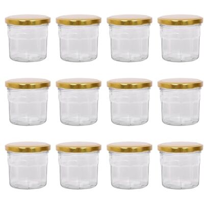 Argon - Pots De Confiture Verre Couvercles Dorés - 130ml - 12x - Tableware Argon - Pots De Confiture Verre Couvercles Dorés - 130ml - 12x - Tableware