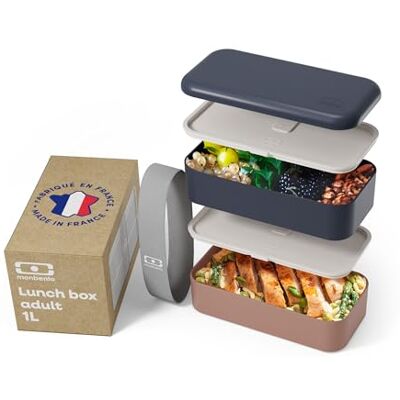 monbento Bento Box Adult Original Blue/Pink Made in France 2 Leakproof Compartments Stackable Lunch Box Perfect for Work/Picnic/Sports BPA Free Food Containers Blue and Pink monbento Bento Box Adult Original Blue/Pink Made in France 2 Leakproof Compartments Stackable Lunch Box Perfect for Work/Picnic/Sports BPA Free Food Containers Blue and Pink