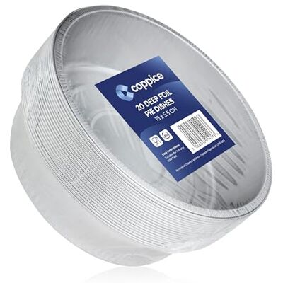 Coppice Strong Deep Aluminium Foil Pie Dish for Baking, Serving & Food Storage 18cm x 5.5cm Freezer, Microwave, Air Fryer & Oven Safe (20) Coppice Strong Deep Aluminium Foil Pie Dish for Baking, Serving & Food Storage 18cm x 5.5cm Freezer, Microwave, Air Fryer & Oven Safe (20)