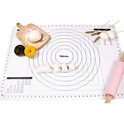 webake Silicone Pastry Mat 70 x 50 cm Large Dough Mat Pizza Mat Transparent Baking Mat Dough Rolling Mat with Measurements 27.5'' x 19.6'' for Fondant Dough Macarons Pizza Bread Mat webake Silicone Pastry Mat 70 x 50 cm Large Dough Mat Pizza Mat Transparent Baking Mat Dough Rolling Mat with Measurements 27.5'' x 19.6'' for Fondant Dough Macarons Pizza Bread Mat