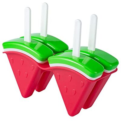 HSETHOA 4 Cavities Ice Cream Watermelon Shaped with Cover Easy-Release Popsicles Makers Molds, Food Grade Silicone, Kitchen Gadget HSETHOA 4 Cavities Ice Cream Watermelon Shaped with Cover Easy-Release Popsicles Makers Molds, Food Grade Silicone, Kitchen Gadget