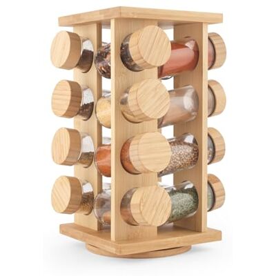 Salter BW12777EU7 Bamboo Spice Rack - Rotating Rack, 16 Jars Included & Screw Top Lids Salter BW12777EU7 Bamboo Spice Rack - Rotating Rack, 16 Jars Included & Screw Top Lids