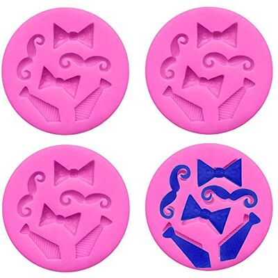 DonLeeving 4 PACK Bow Ties Beard Mini Silicone Mould, Candy Chocolate Fondant Mold, Silicone Cake Mould DonLeeving 4 PACK Bow Ties Beard Mini Silicone Mould, Candy Chocolate Fondant Mold, Silicone Cake Mould