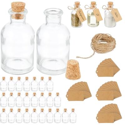 Relaxdays 30 Mini Glass Bottles - Decorative Storage & Craft Relaxdays 30 Mini Glass Bottles - Decorative Storage & Craft