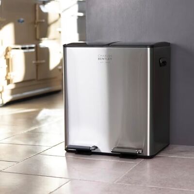 CHARLES BENTLEY 30L Double Compartment Kitchen Bin Stainless Steel Rubbish Bin Bins for Kitchen Waste Bin Pedal Bin Double Bin Pedal Bins for Kitchen Recycling Bins for Kitchen CHARLES BENTLEY 30L Double Compartment Kitchen Bin Stainless Steel Rubbish Bin Bins for Kitchen Waste Bin Pedal Bin Double Bin Pedal Bins for Kitchen Recycling Bins for Kitchen