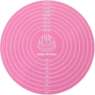 WenTigDY Silicone Baking Mat Cake Mat Silicone Cake Mat Baking Mat with Measurements for CakeTurntable Stand Non-Stick Heat Resistant Pastry Baking Sheet (Pink) WenTigDY Silicone Baking Mat Cake Mat Silicone Cake Mat Baking Mat with Measurements for CakeTurntable Stand Non-Stick Heat Resistant Pastry Baking Sheet (Pink)