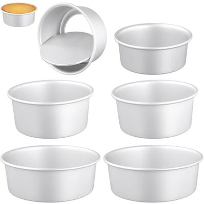JEUIHAU 6 Pack 4 inch, 6 inch, 8 inch Round Cake Tins Set, Aluminium Alloy Non-Stick Deep Baking Tins with Removable Bottom for Christmas and Everyday JEUIHAU 6 Pack 4 inch, 6 inch, 8 inch Round Cake Tins Set, Aluminium Alloy Non-Stick Deep Baking Tins with Removable Bottom for Christmas and Everyday