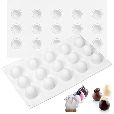 Holzsammlung 2pcs Truffle Sphere Silicone Mould, 15Cavity Mini Cake Ball Mould, 3D Silicone Baking Mould for Cake Decoration Dessert Mousse Pastry Chocolate Jelly Ice Cream, Round Ball Shape Holzsammlung 2pcs Truffle Sphere Silicone Mould, 15Cavity Mini Cake Ball Mould, 3D Silicone Baking Mould for Cake Decoration Dessert Mousse Pastry Chocolate Jelly Ice Cream, Round Ball Shape