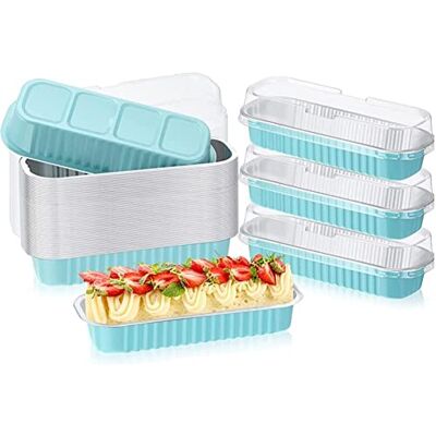 OUKEYI 50 Pack Disposable Baking Tins Foil Pans with Lids, 6.8 oz 6.5"x2.5"x1.2" Aluminum Baking Pans with Lids Mini Cake Pans,Rectangle Muffin Tins Mini Brownie Loaf Baking Pans Containers (Kaplan) OUKEYI 50 Pack Disposable Baking Tins Foil Pans with Lids, 6.8 oz 6.5"x2.5"x1.2" Aluminum Baking Pans with Lids Mini Cake Pans,Rectangle Muffin Tins Mini Brownie Loaf Baking Pans Containers (Kaplan)