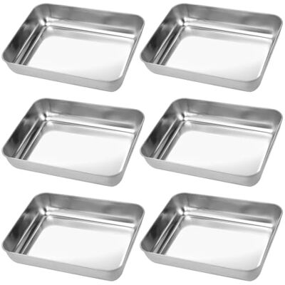 HEIHAK 6 PCS Stainless Steel Baking Tray, 25.5x19.5x5.8cm Rectangle Deep Cake Tins, Multifunctional Baking Containers for Cakes Breads Pizzas HEIHAK 6 PCS Stainless Steel Baking Tray, 25.5x19.5x5.8cm Rectangle Deep Cake Tins, Multifunctional Baking Containers for Cakes Breads Pizzas