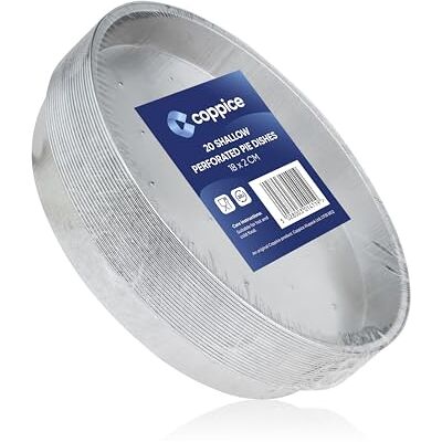 Coppice Shallow Perforated Aluminium Foil Pie Dish for Baking, Serving & Food Storage 18cm x 2cm Freezer, Microwave, Air Fryer & Oven Safe (20) Coppice Shallow Perforated Aluminium Foil Pie Dish for Baking, Serving & Food Storage 18cm x 2cm Freezer, Microwave, Air Fryer & Oven Safe (20)
