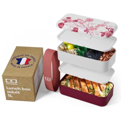 monbento Bento Box MB Original Magnolia with Compartments Made in France 2 Tier Leakproof Lunch Box for Work/School Lunch Packing BPA Free Food Grade Safe Food Containers Pink with Flowers monbento Bento Box MB Original Magnolia with Compartments Made in France 2 Tier Leakproof Lunch Box for Work/School Lunch Packing BPA Free Food Grade Safe Food Containers Pink with Flowers